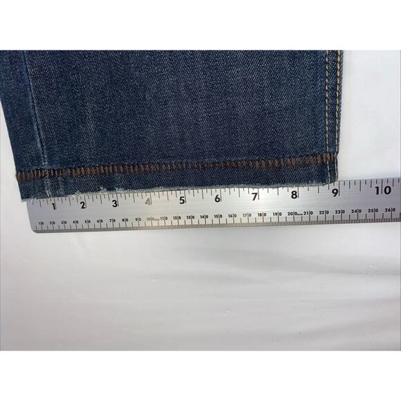 Levis Size 34 Slim Straight Fit Medium Wash Blue Denim Jeans Red Tab Flap Pocket - Picture 5 of 11
